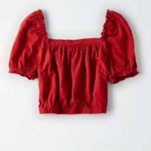 Bubble sleeve crop top